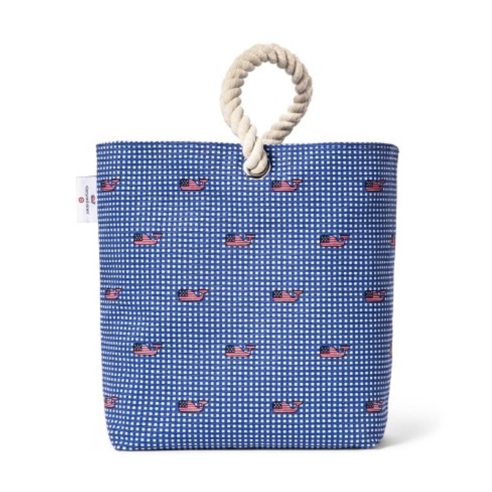 NWT Vineyard Vines Nantucket Flag Whales Double Pocket Wine Tote
